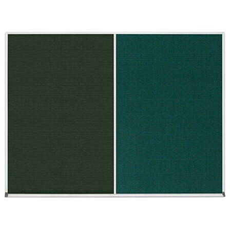 United Visual Products Double Door Radius Corkboard, 60"x36", Bla UV7004RC-BLACK-KEYLIME